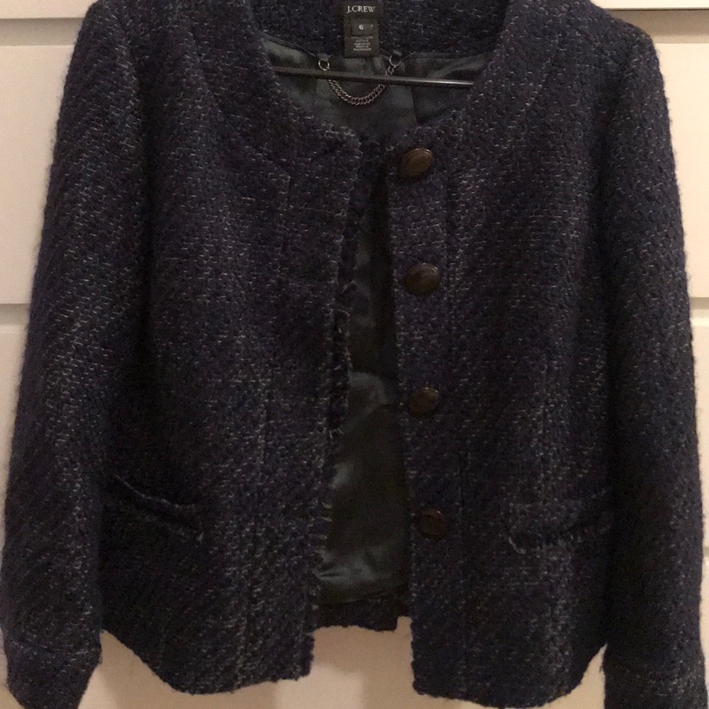 J. Crew Navy Tweed Blazer
